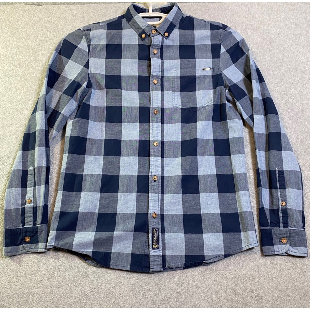 Americanino Button Down Men's Small Blue Plaid Slim Fit Buffalo Check Shirt EUC